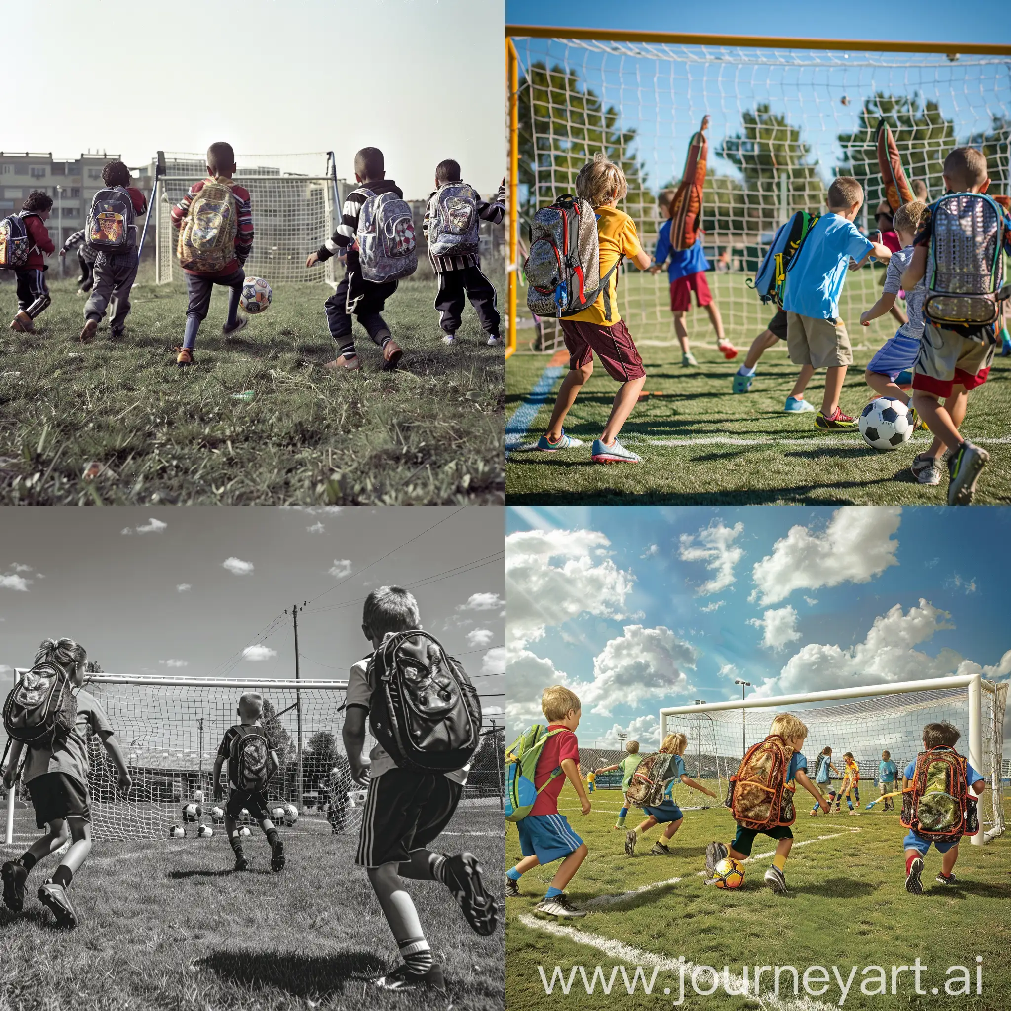Children-Playing-Soccer-with-Backpack-Goalposts