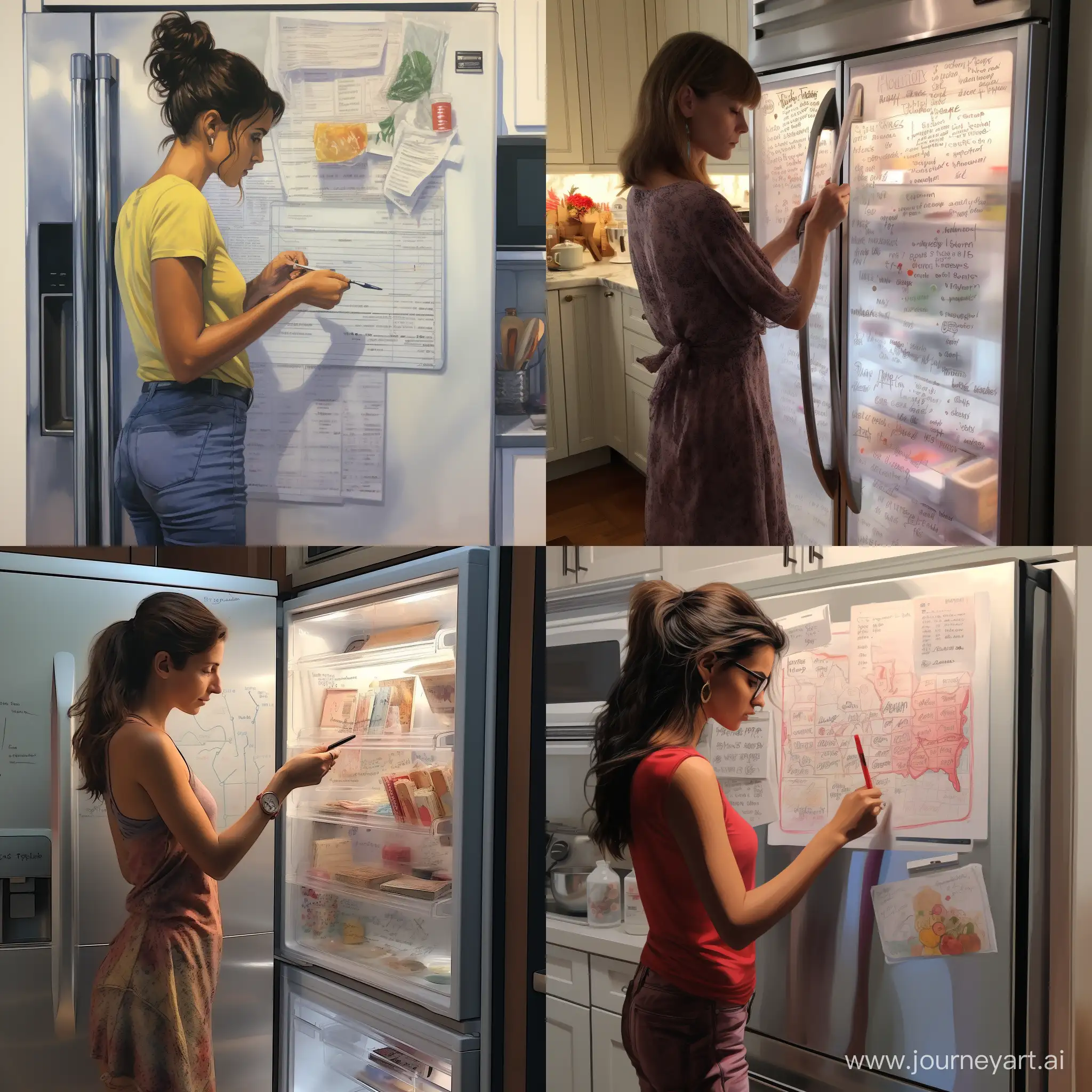 Organizing-Life-Woman-Planning-on-Transparent-Fridge-Calendar