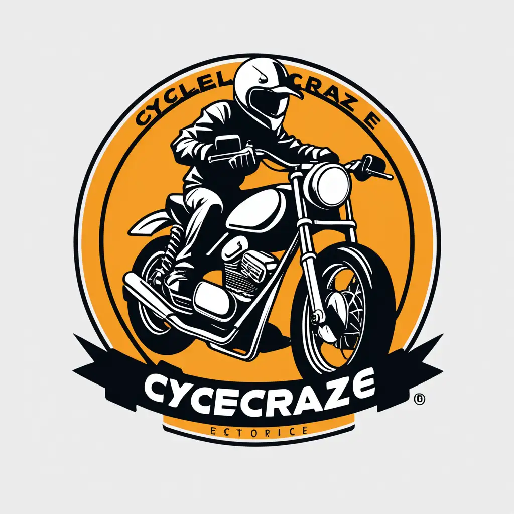 CycleCraze Moto,motorcycle E-commerce store logo,clean white backgroud color