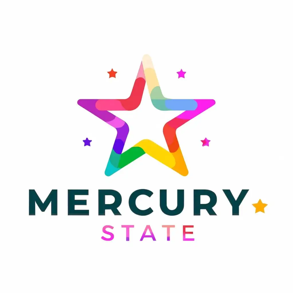 a logo design,with the text "Mercury State", main symbol:big star of pink, blue, green, yellow, and brown for the idol group of girls,Moderate,be used in Internet industry,clear background