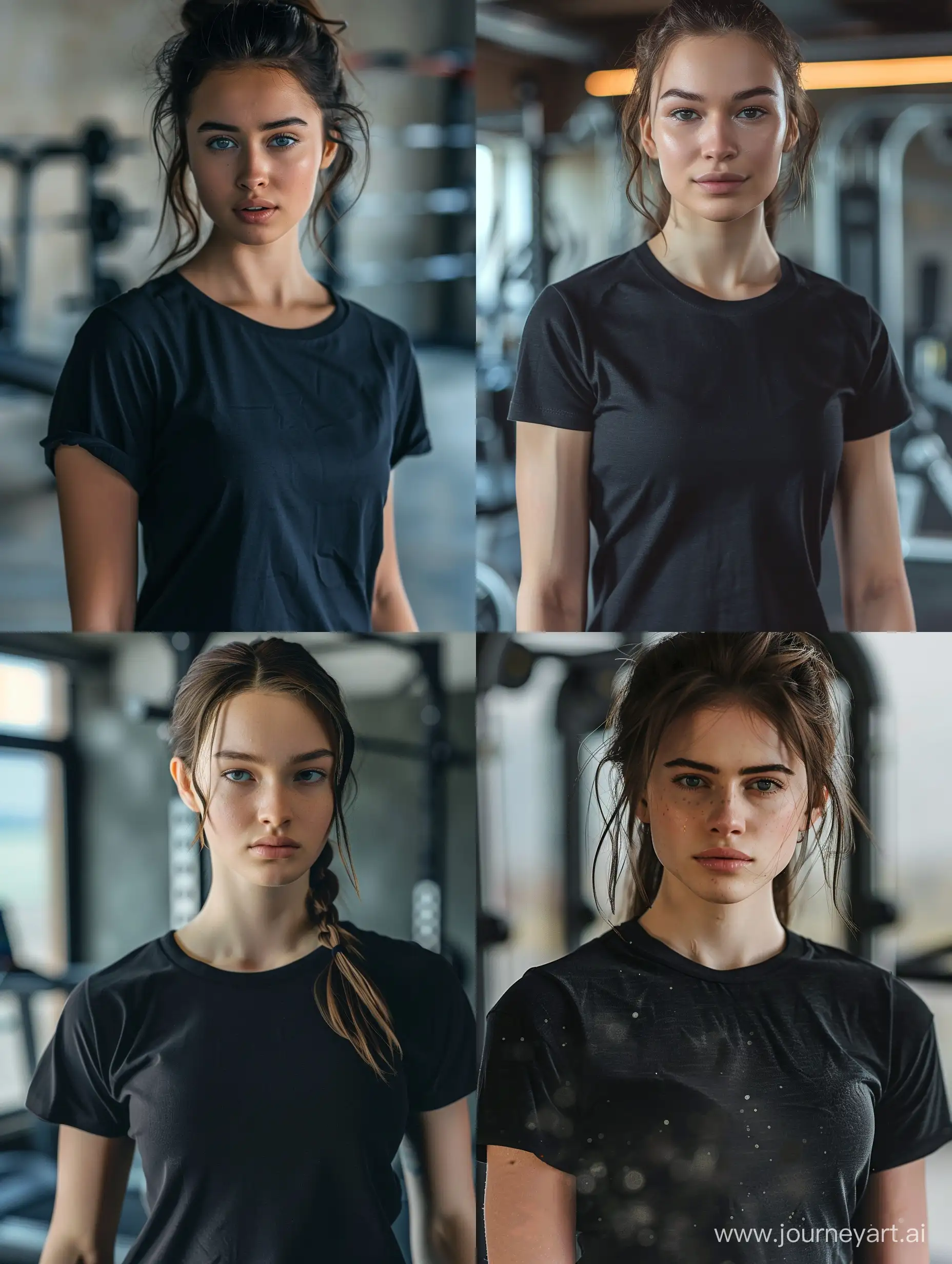 Athletic-Young-Woman-Working-Out-in-Black-Cotton-TShirt