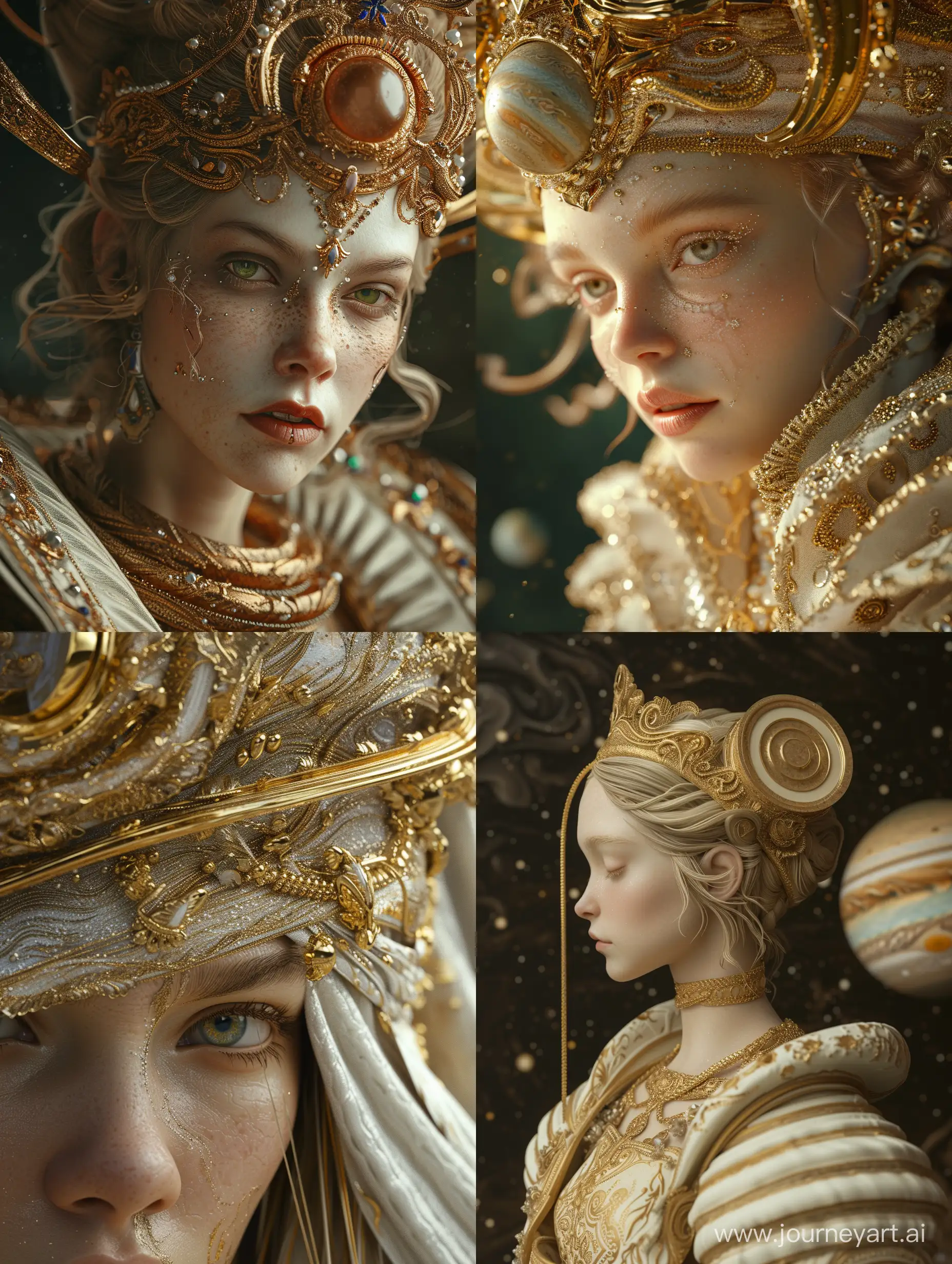 the Queen of planet Jupiter, highly detailed, in style of fantasy, close view, photorealistic. V6