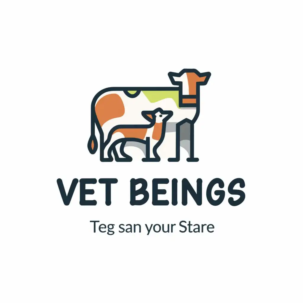 a logo design,with the text "Vet Beings", main symbol:A Cow and a dog,Moderate,be used in Animals Pets industry,clear background