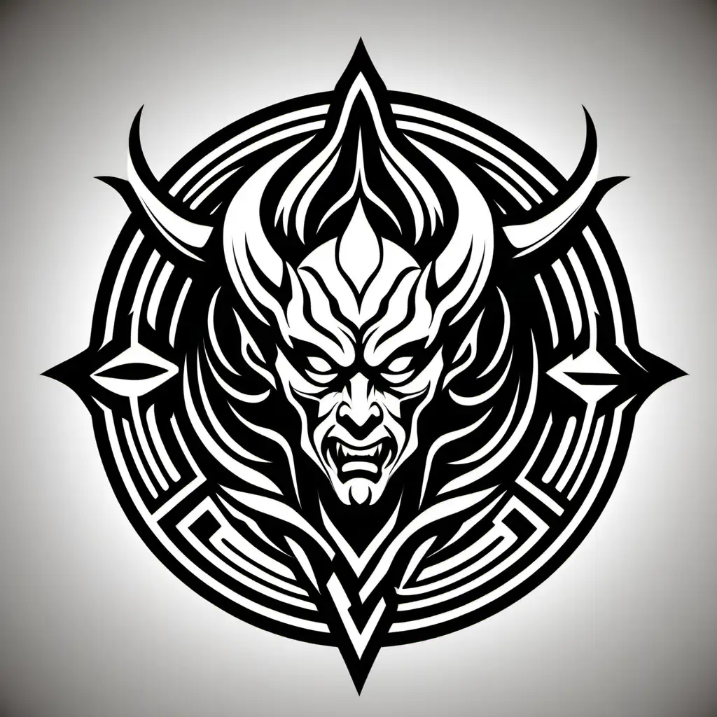 Minimalist Black and White Demon Logo Design with Negative Space