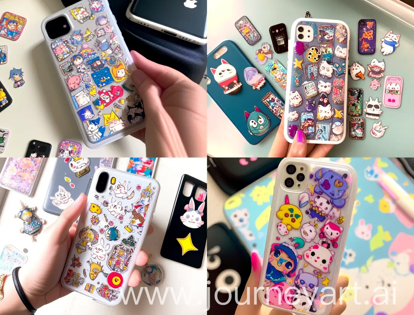 create me an phone case full with colored small stickers