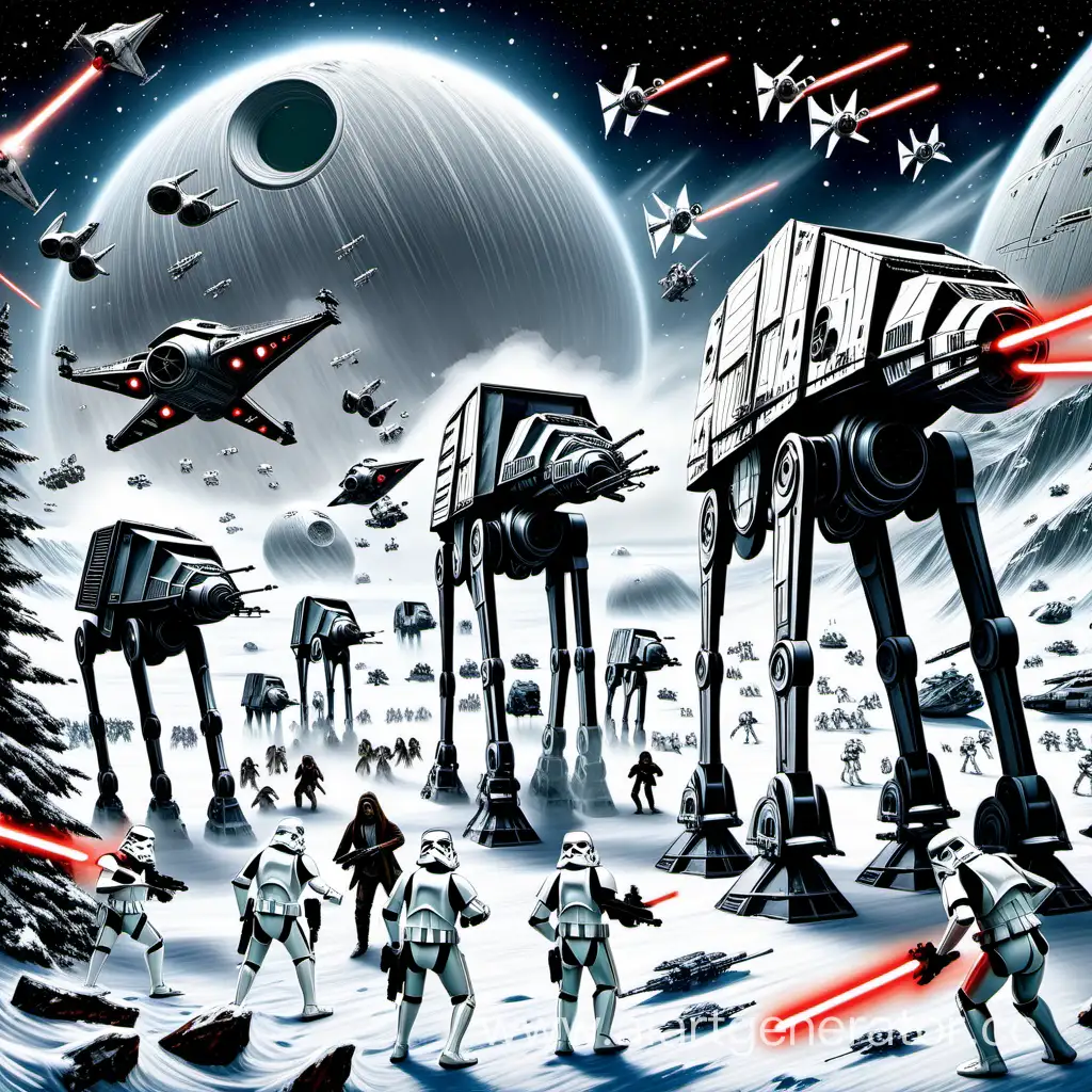Epic-Snowy-Planet-Battle-Stormtroopers-vs-Rebels-with-Death-Star-and-TIE-Fighters