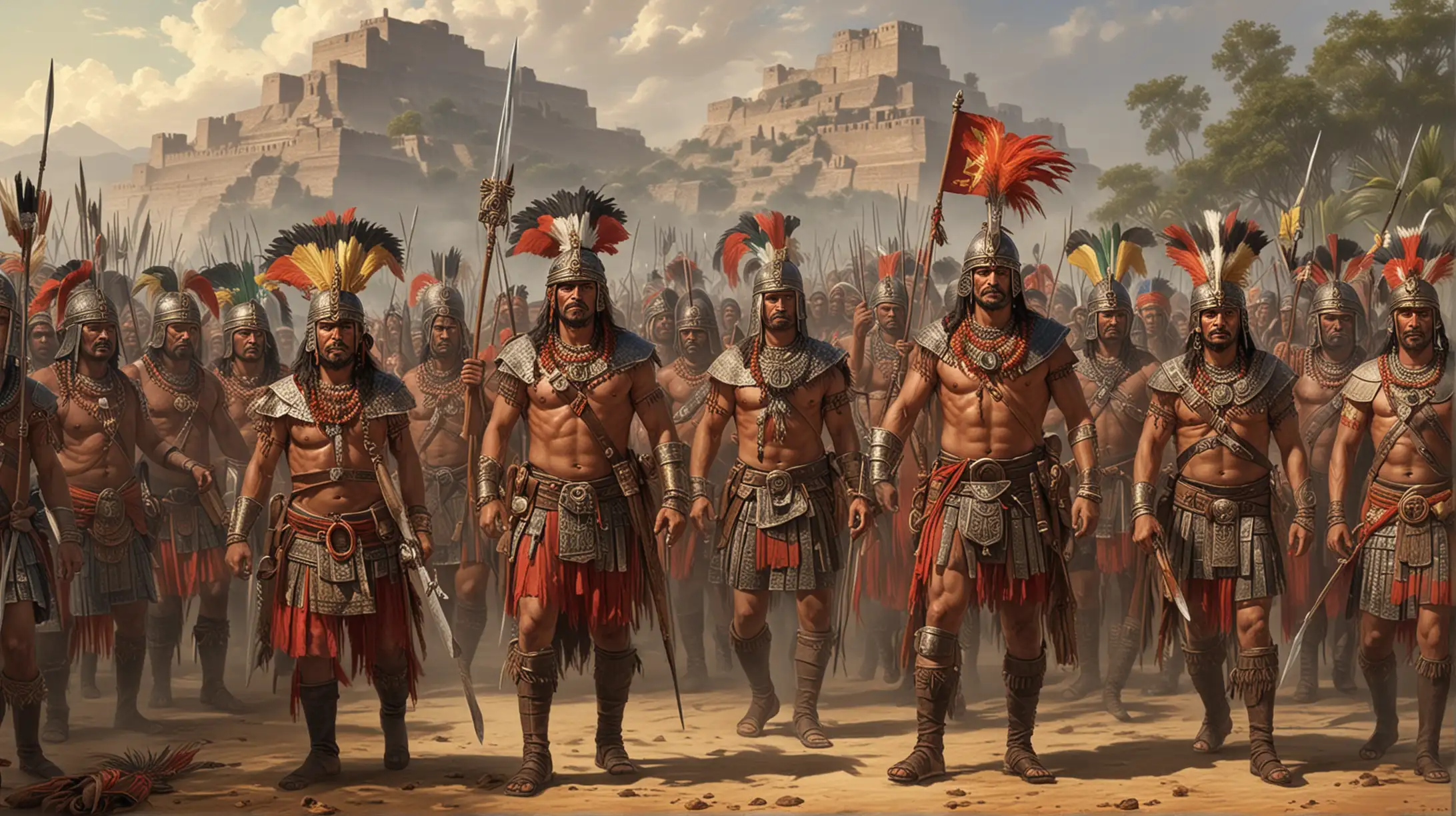 dame una foto realista de  los  azteca Sin embargo, la llegada de los españoles, liderados por Hernán Cortés