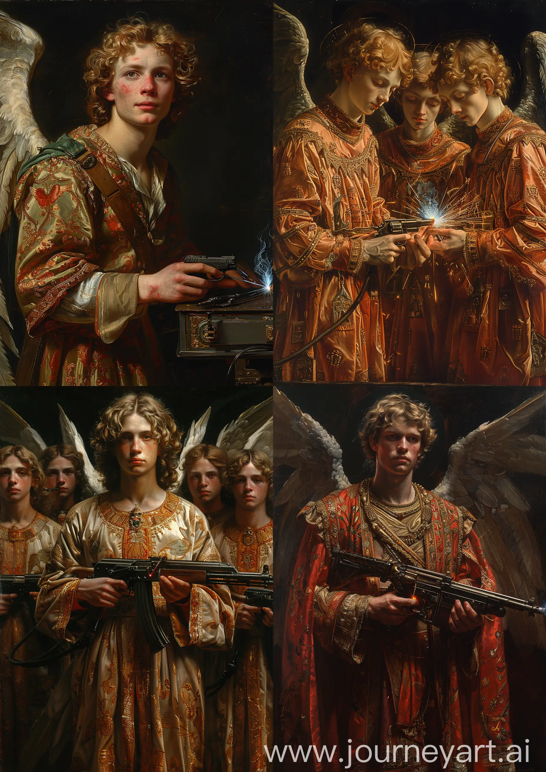 Heavenly-Warriors-in-Ornate-Silk-Robes-Divine-Aesthetics-with-Angelic-Armament