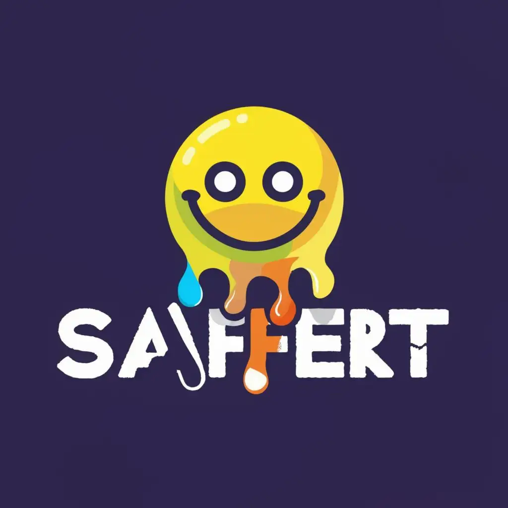 a logo design,with the text "SAFERT", main symbol:A dripping smiley face,Moderate,be used in Entertainment industry,clear background