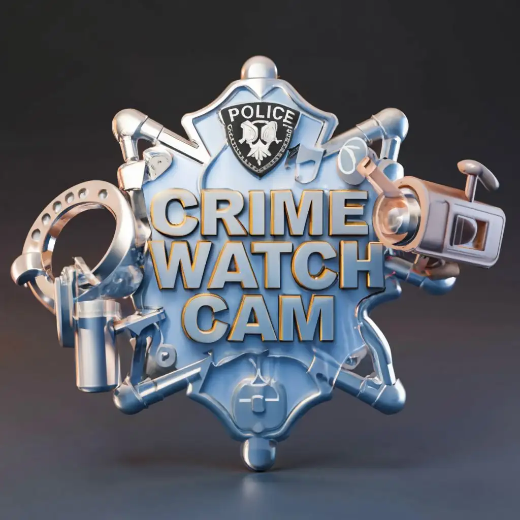a logo design,with the text "Crime Watch Cam", main symbol:Crime, camera, cam, police, criminals, cops, 3d, guns,complex,be used in Legal industry,clear background