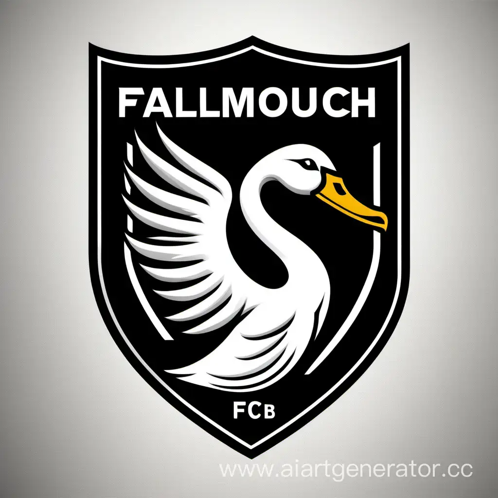 Эмблема футбольного клуба "Falmouth FC", цвета- чëрный и белый, на эмблеме- лебедь. 