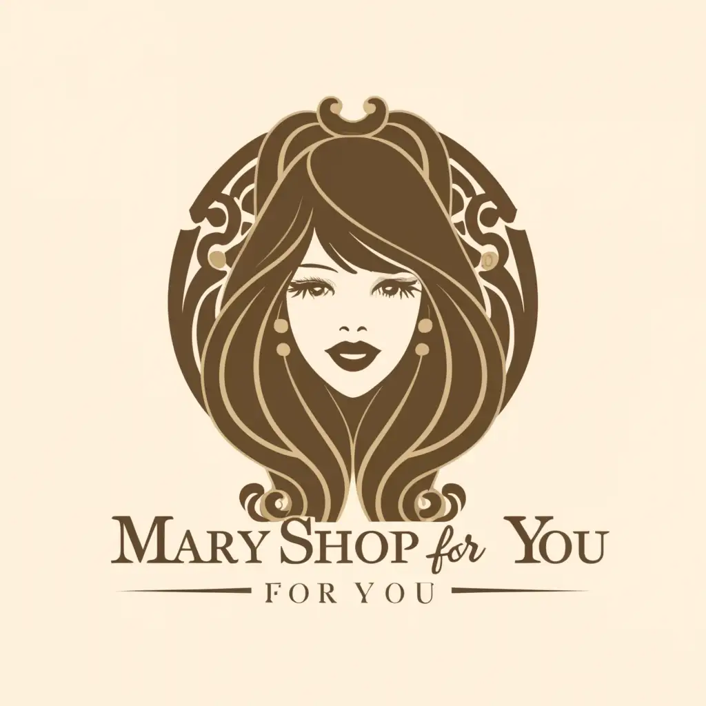 LOGO Design For Mary Shop Elegant DarkHaired Girl Illustration on Clear ...