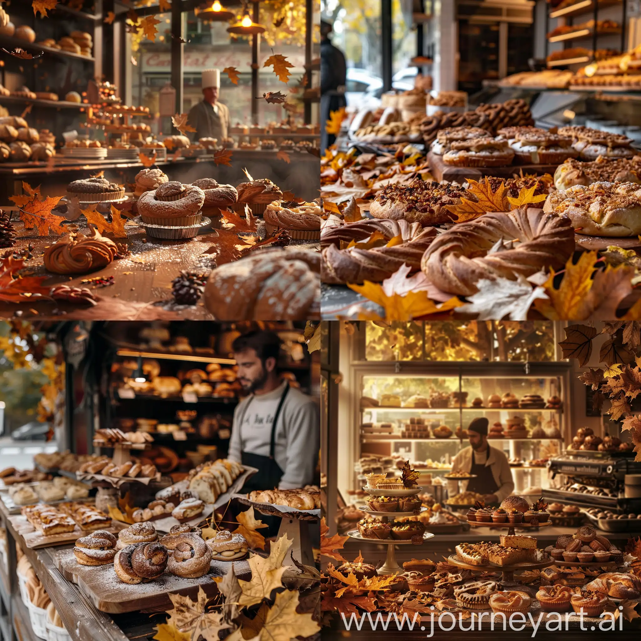 Baker-Surrounded-by-Autumn-Baked-Goods-and-Fallen-Leaves