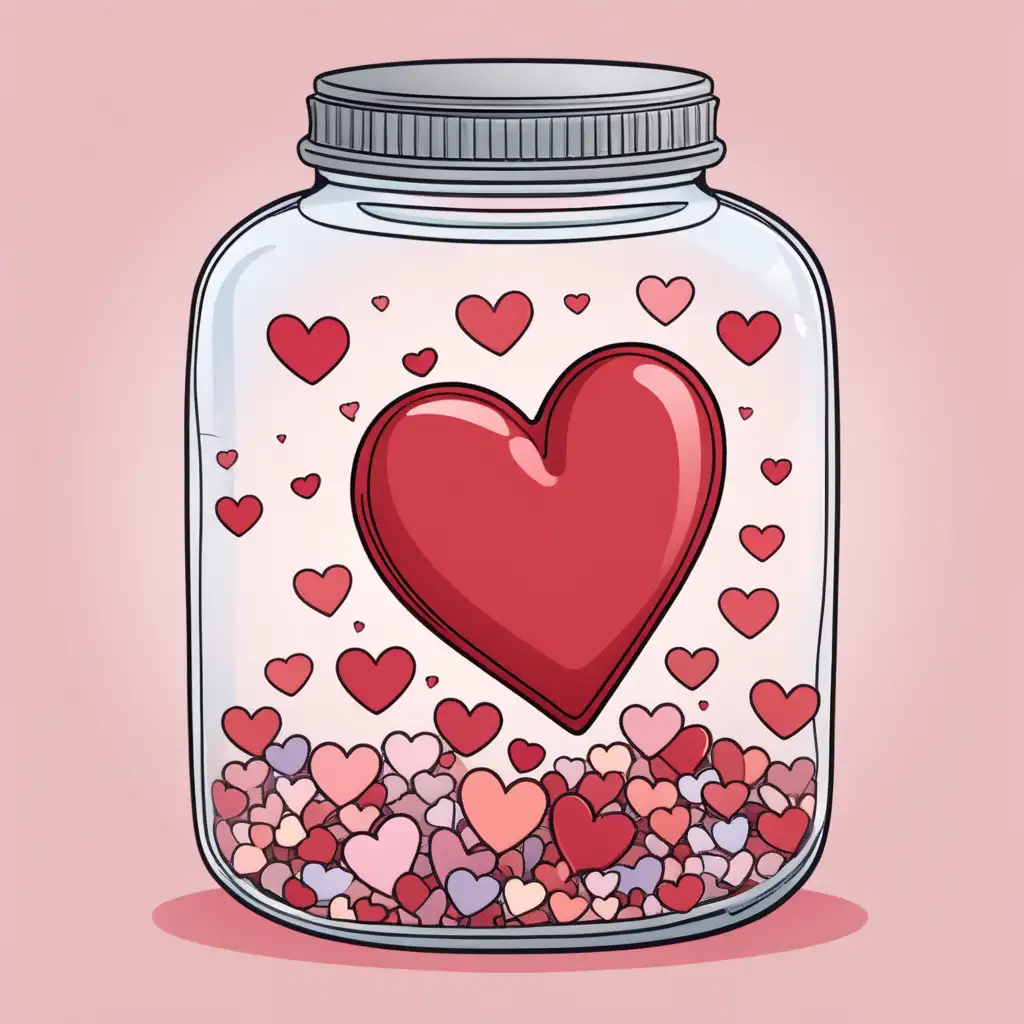 Cheerful Heart Jar Cartoon with Vibrant Colors and Playful Elements