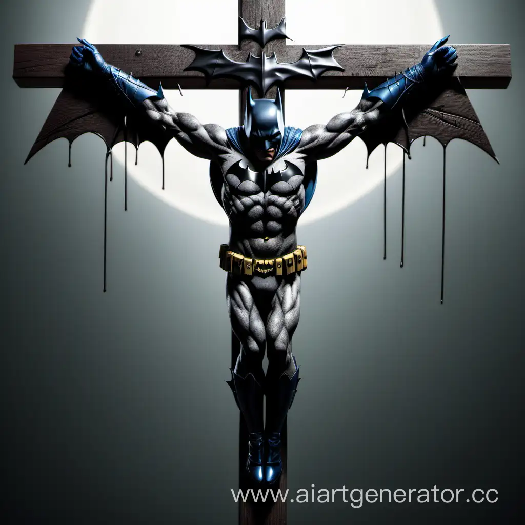 Dark Knight Crucifixion Intense Batman Artwork Ai Art Generator 4375