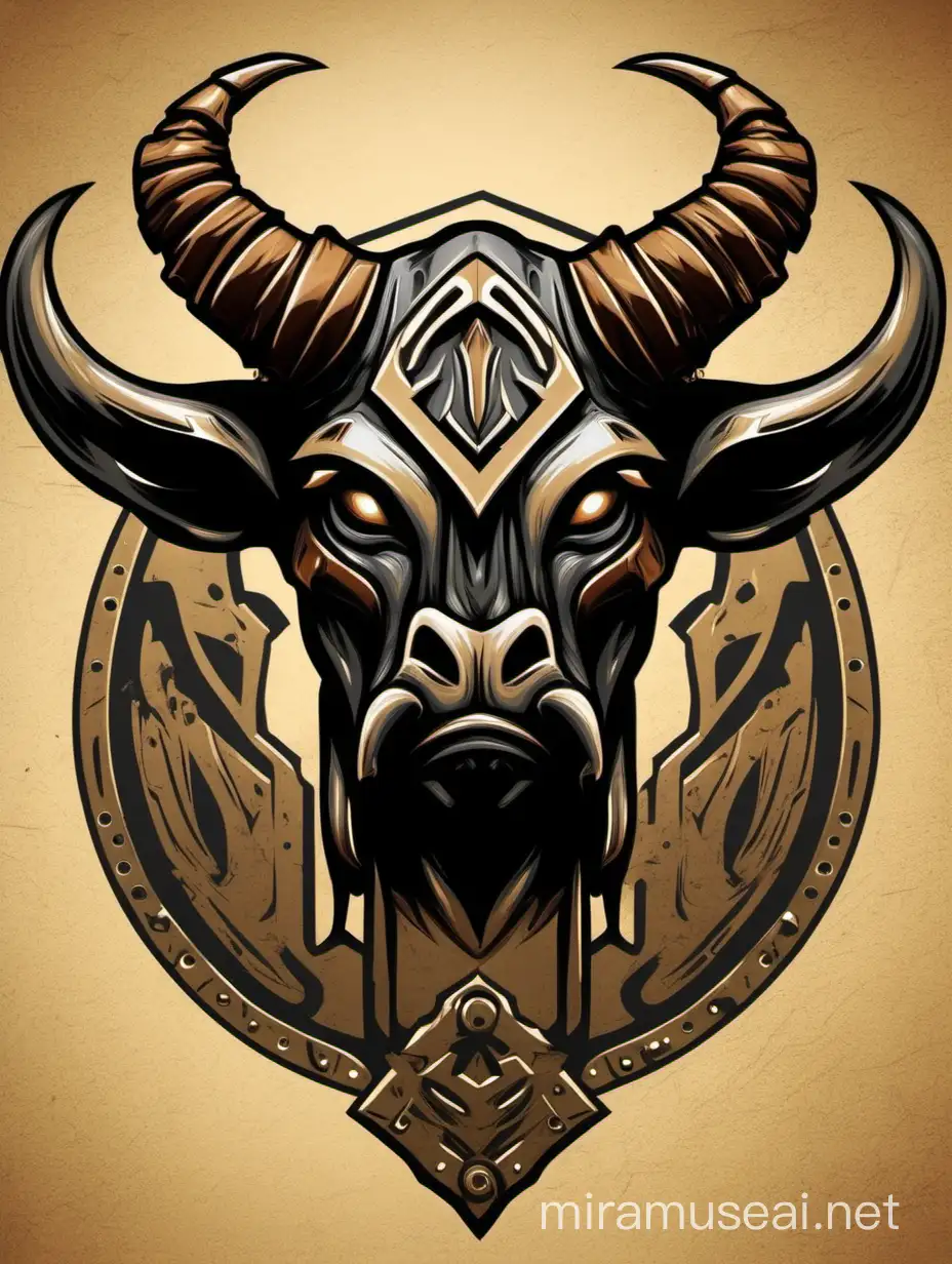 imagine a mythical moster that looks like a bull and make a sign like the mandalorian logo out of the mythical bull