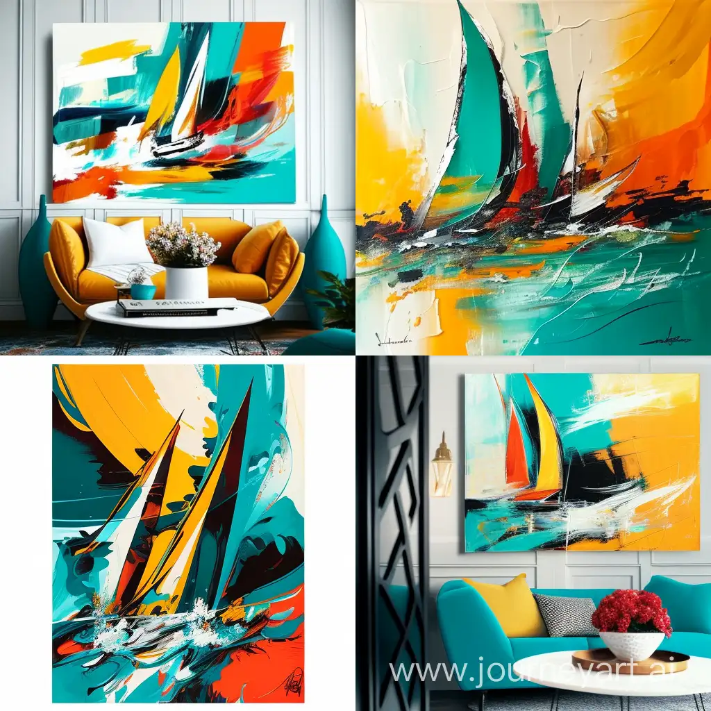 Vibrant-Yachts-Sailing-on-Turquoise-Waters-Abstract-Painting-in-Karen-Stamper-Style