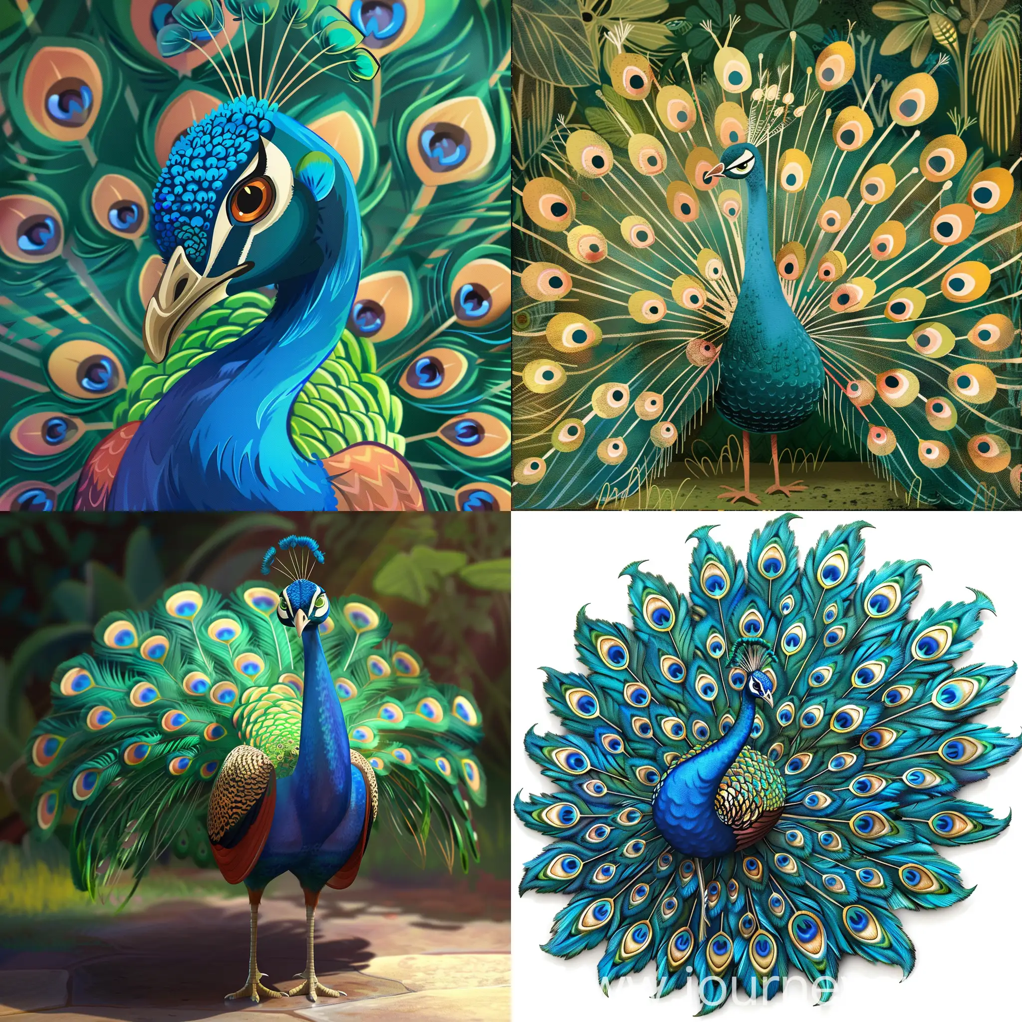 Colorful-Animated-Peacock-Displaying-Plumage
