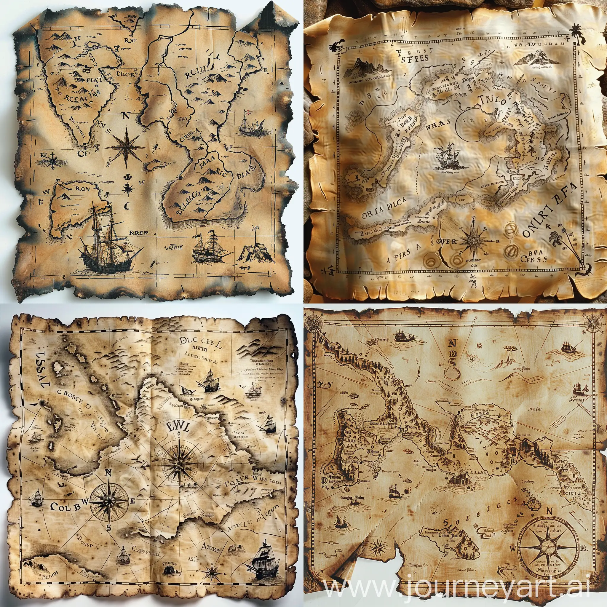 An amazingly detailed and aged, pirates treasure map