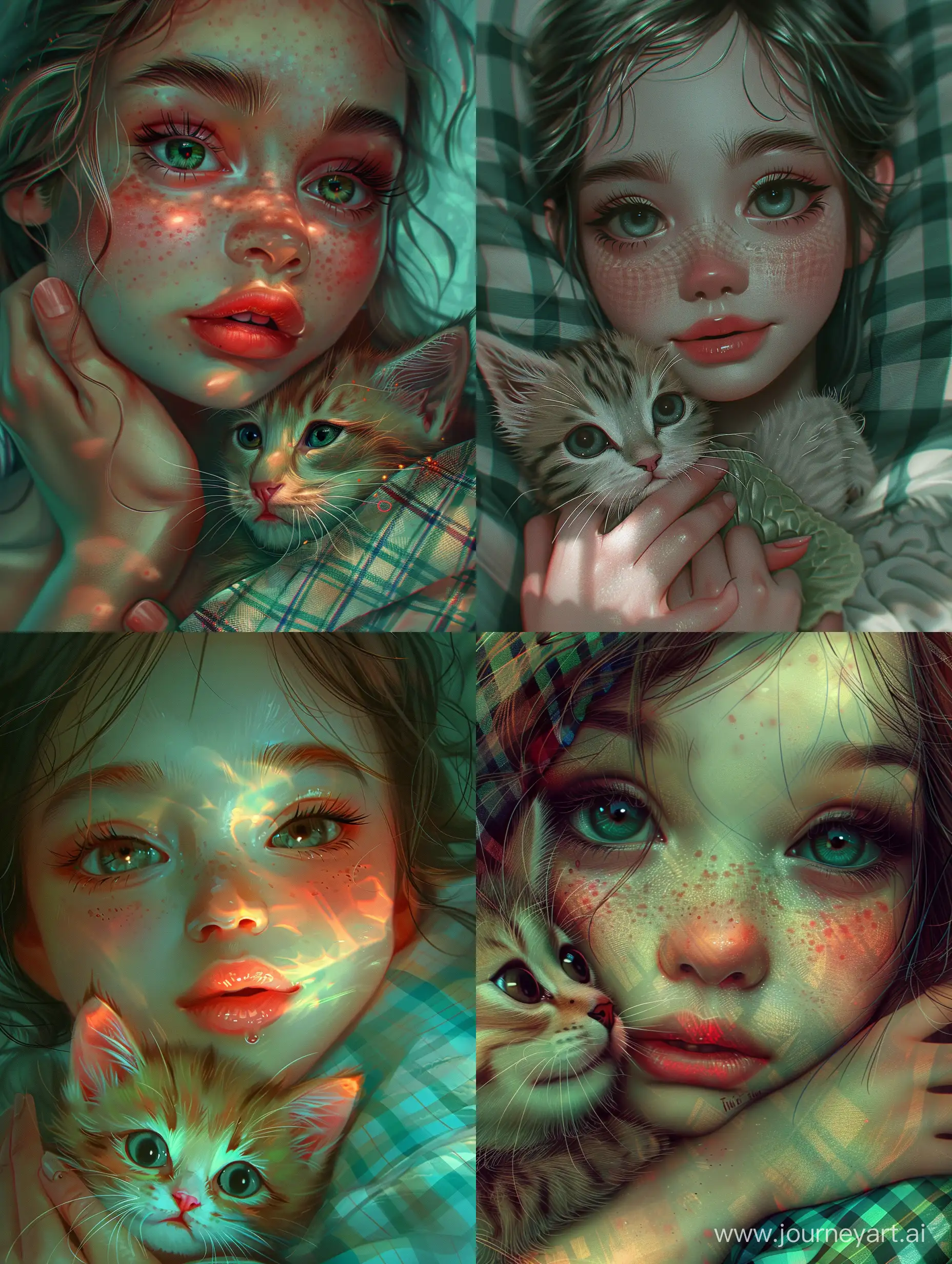 Tim-BurtonInspired-Digital-Illustration-Beautiful-Girl-Embracing-a-Kitten-in-Delicate-Colors