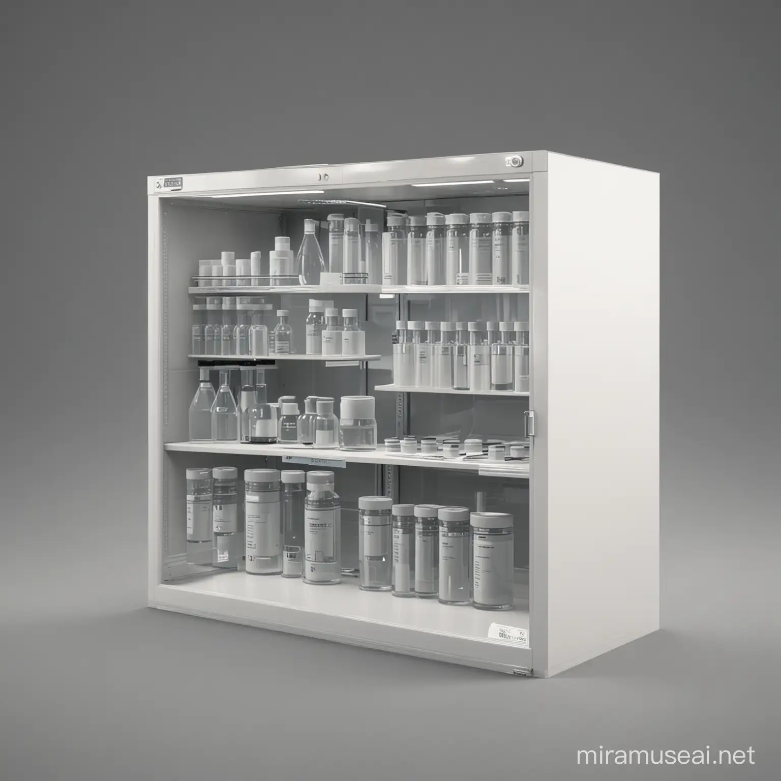 白色的实验室机柜3D模型，透明的背景