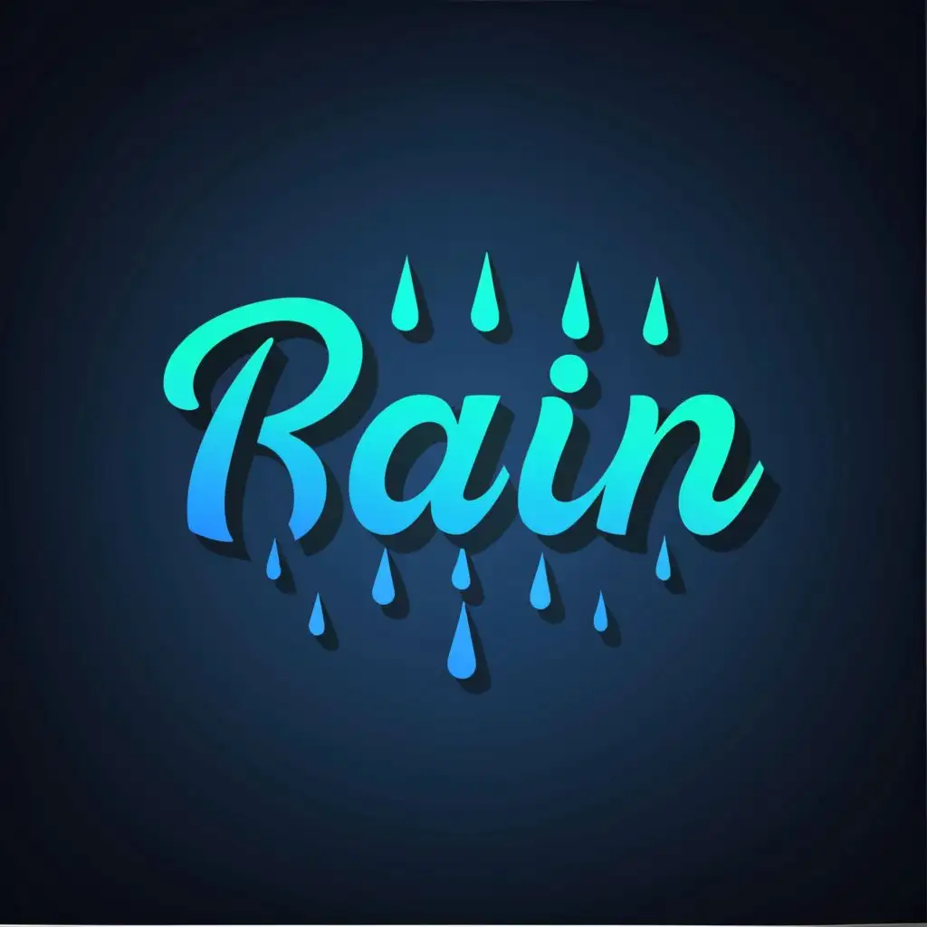 logo, the text made of rain drop, with the text "Rain", typography, be used in Technology industry