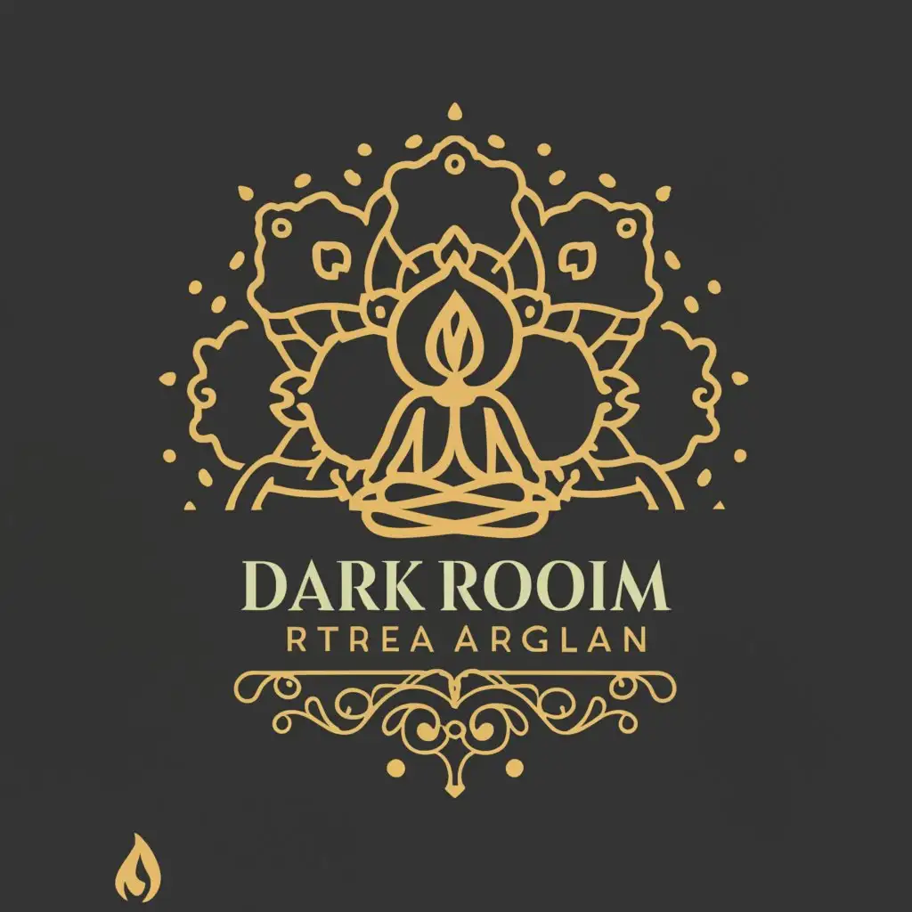 a logo design,with the text "Dark Room Retreat Arigalan", main symbol:Meditation with a candle,Moderate,be used in Religious industry,clear background