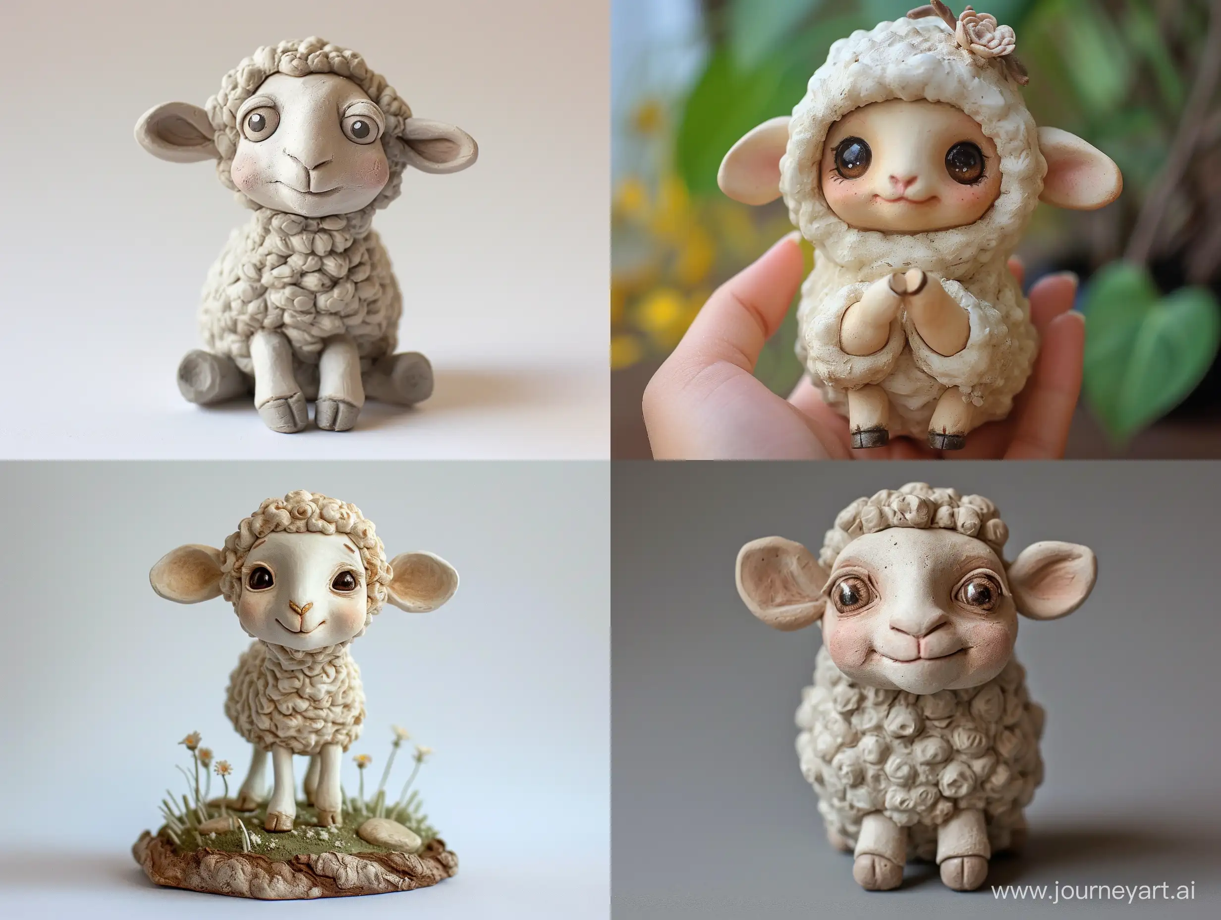 Handcrafted-Clay-Statuette-of-a-Cute-Nonexistent-FairyTale-Lamb