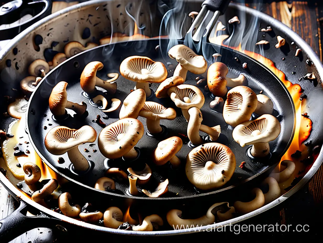 Sizzling-Mushrooms-Cooking-on-a-Hot-Frying-Pan