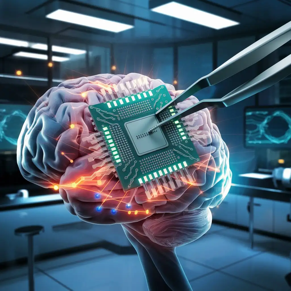 Высокотехнологический компьютерный чип который можно вживить в мозг