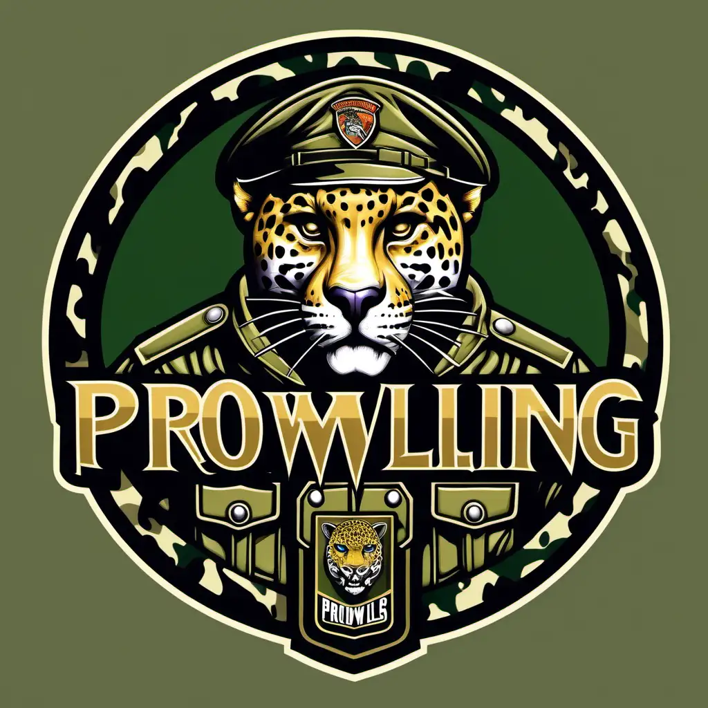 prowling jaguar 5 color vector logo with camo military uniform
