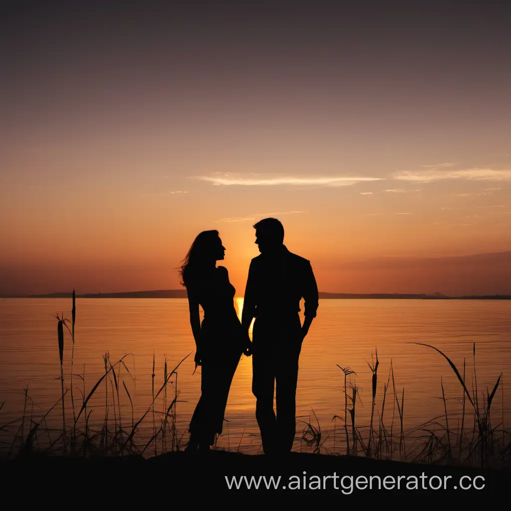 Romantic-Couple-Embracing-in-Golden-Sunset-Silhouette