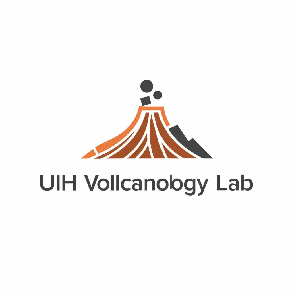 a logo design,with the text "UH Volcanology LAB", main symbol:Volcano,Minimalistic,be used in Education industry,clear background