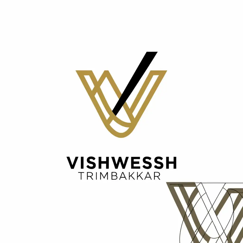 a logo design,with the text "Vishwesh Trimbakkar", main symbol:V,complex,clear background
