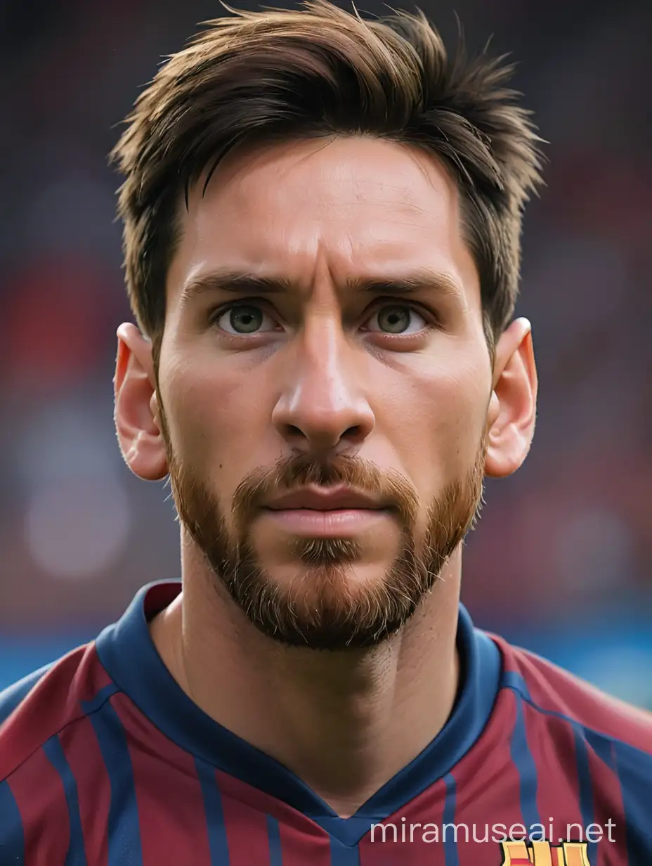 Soccer Legend Lionel Messi Portrait in Intense Action