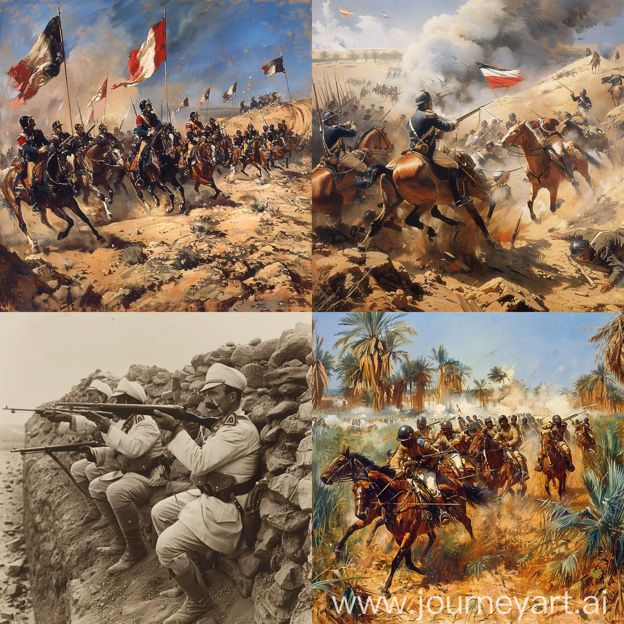 French-Countryside-Campaign-Against-Egypt-Vintage-Military-Scene