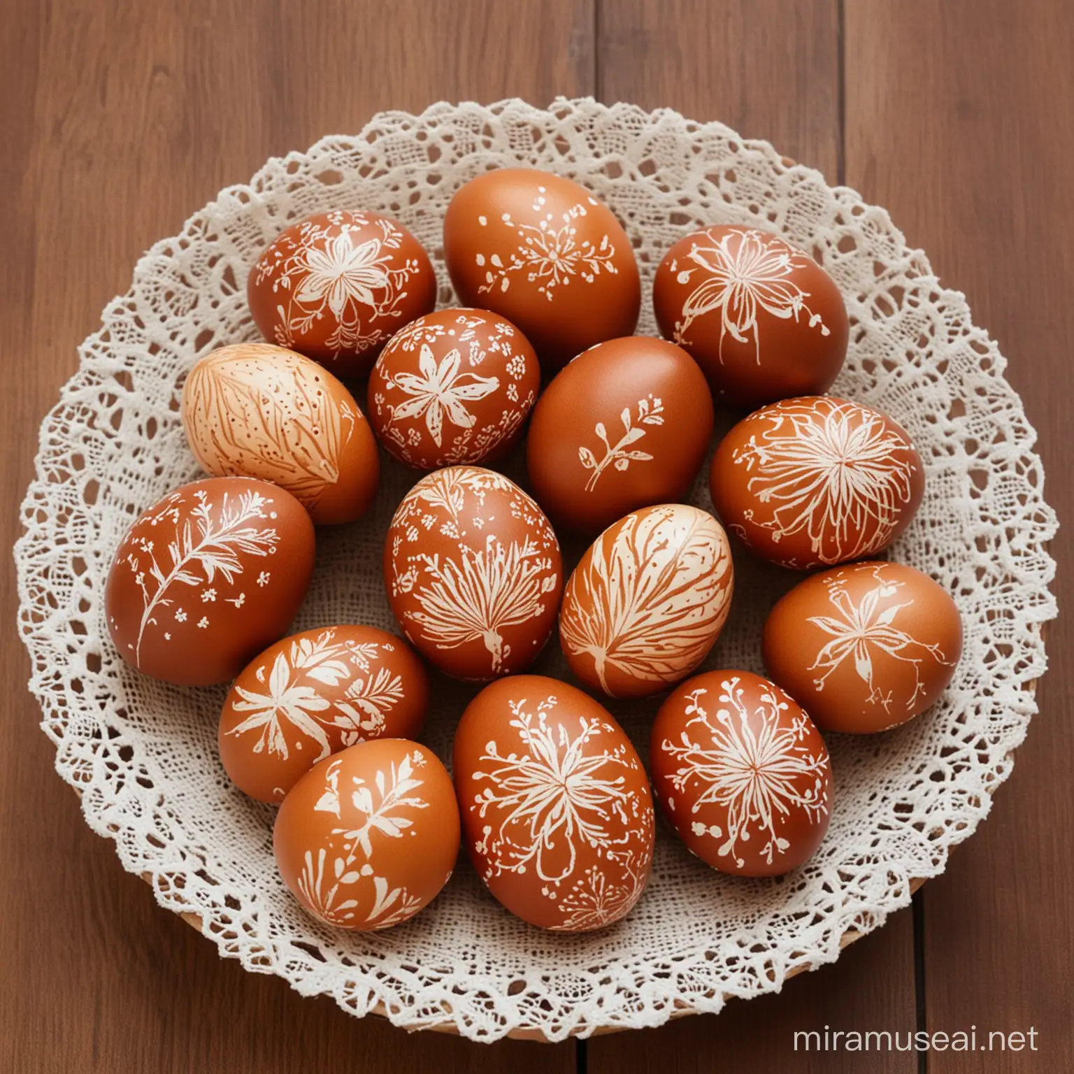 Decorating Easter Eggs with Onion Dyed Brown Color
