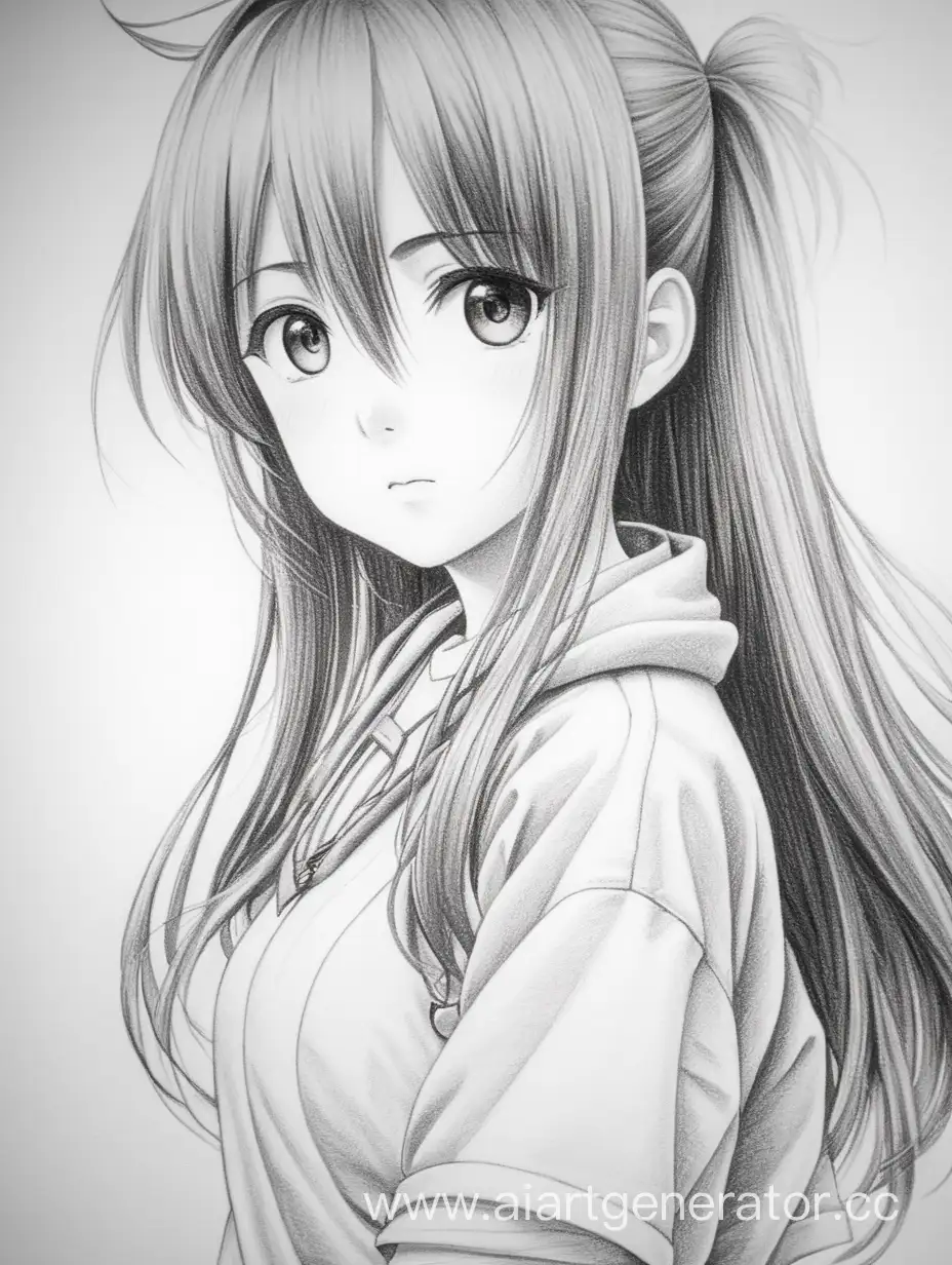 Anime drawing with a pencil
