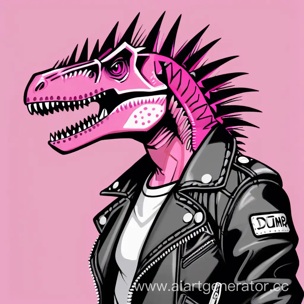 Edgy-Dinosaur-Punk-with-Pink-Spikes-in-Stylish-Leather-Jacket