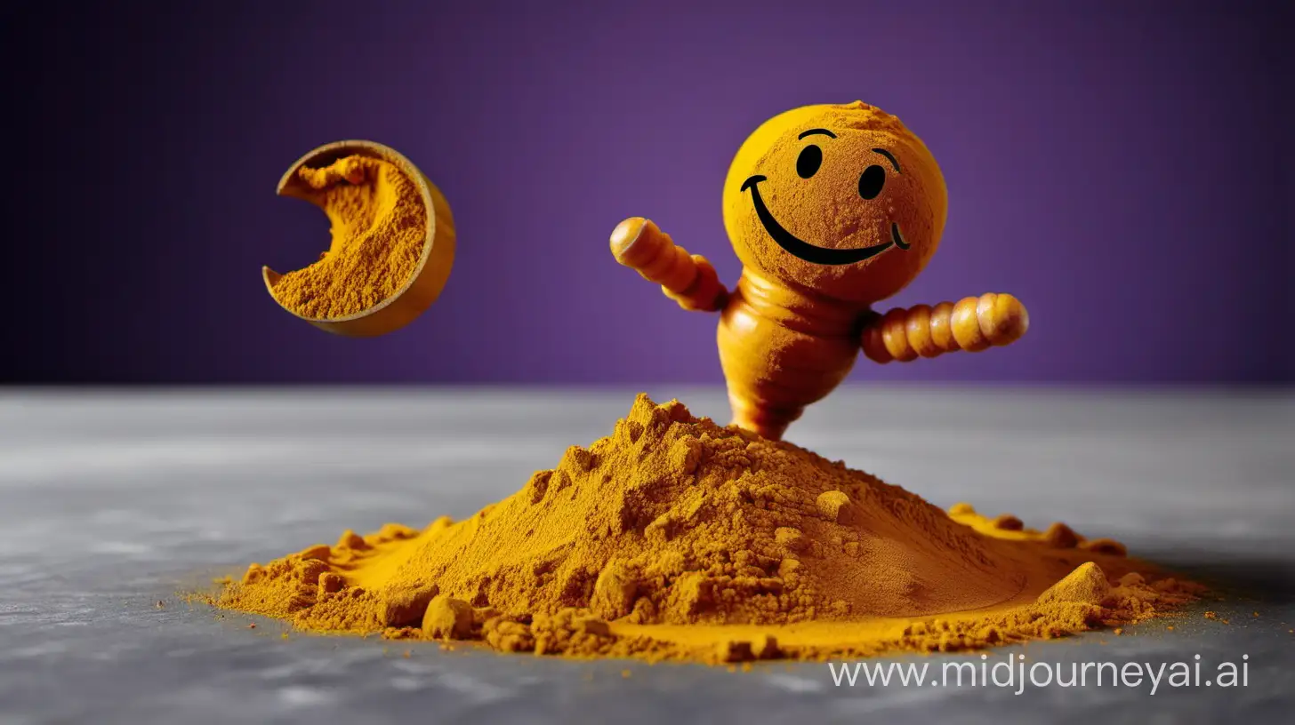 Cheerful Dancing Turmeric with Scattered Powder