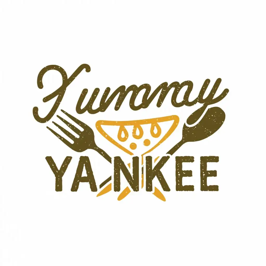 a logo design,with the text "Yummy Yankee", main symbol:insert symbol fork,Minimalistic,clear background