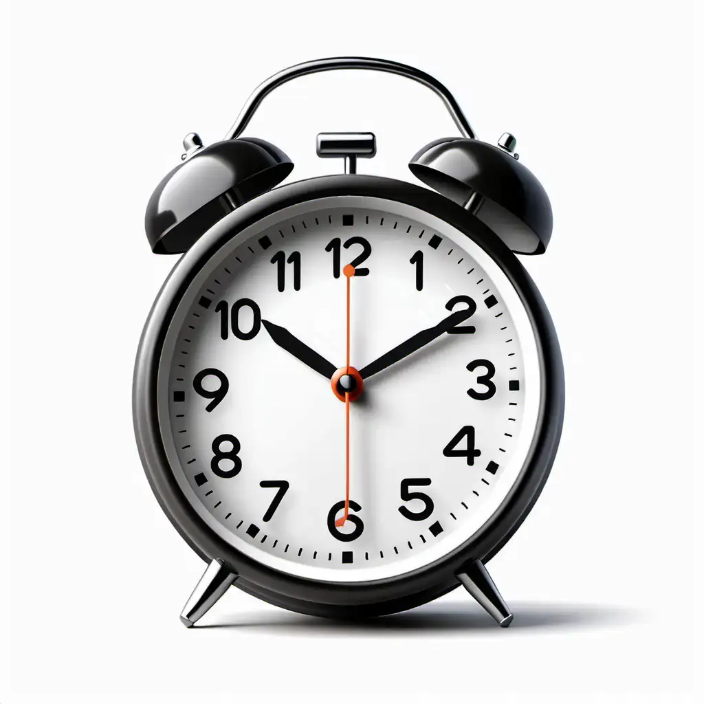 Realistic Illustration of an Alarm Clock on White Background
