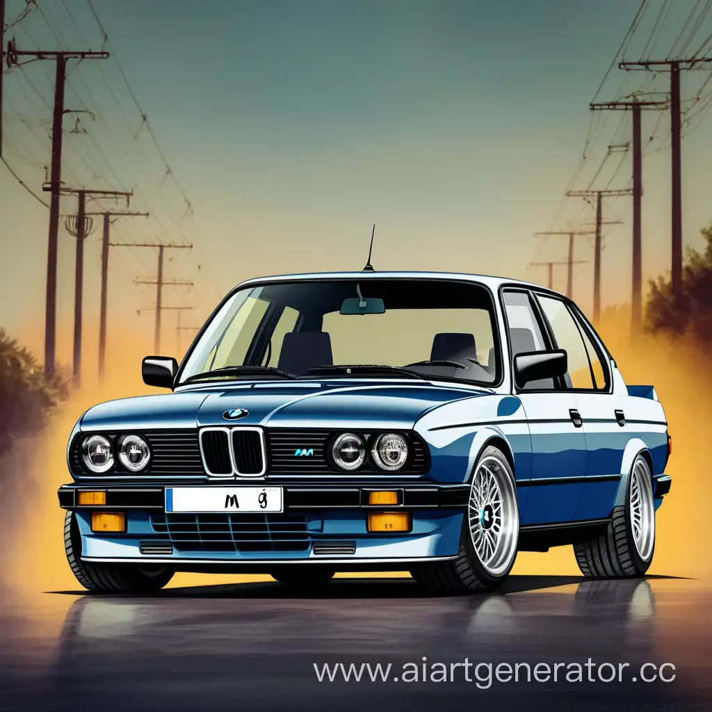 Classic-BMW-E28-Car-Art-Vintage-Automobile-Illustration-with-Detailed-Rendering