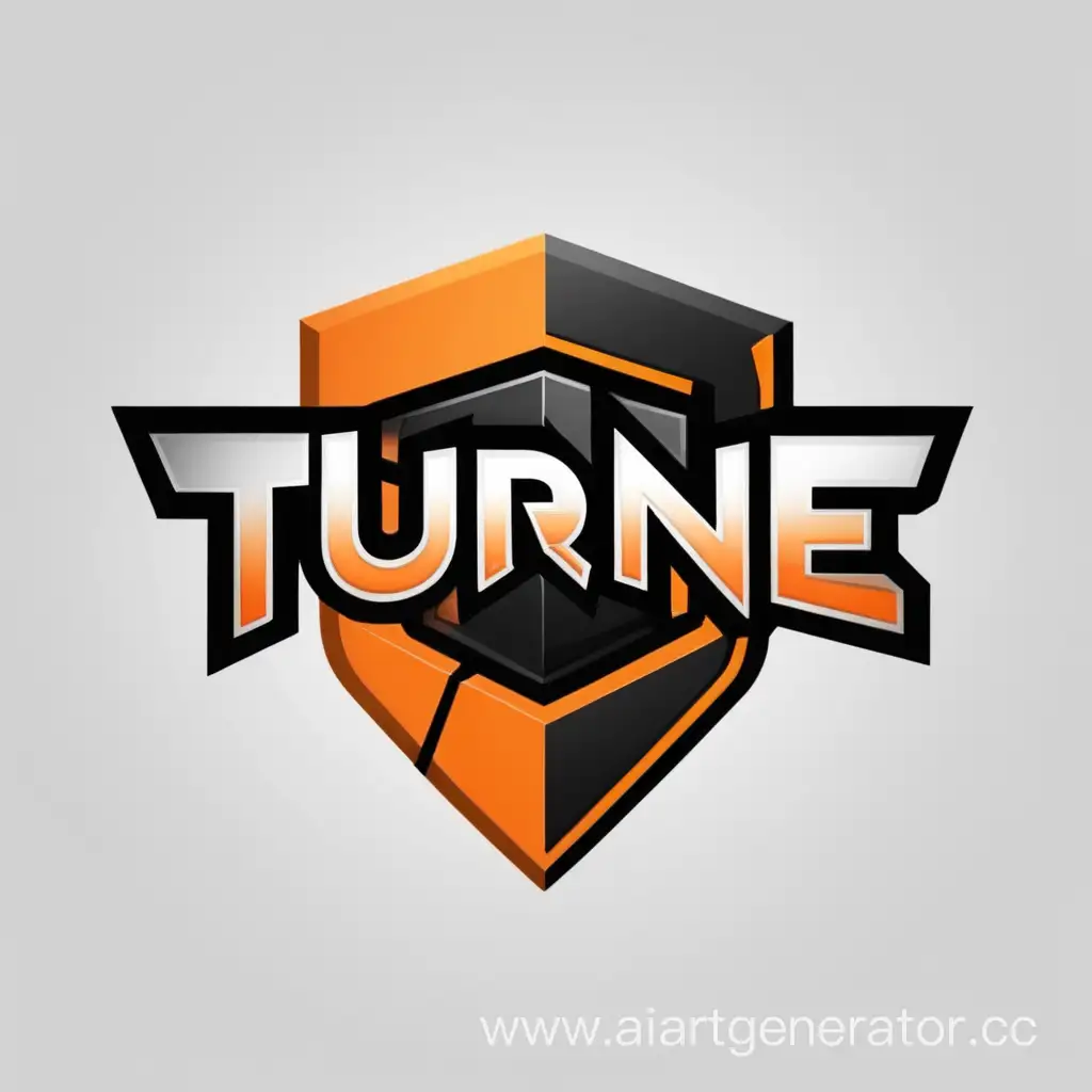 Лого игровое с надписью: Turne , черные оранжевые цвета