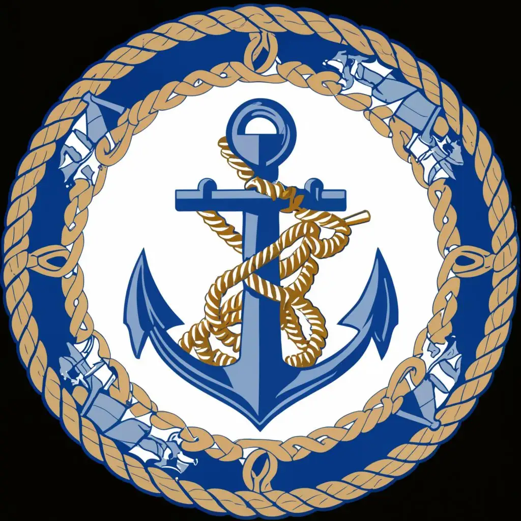 logo, The emblem features a bold anchor symbolizing stability and maritime strength, set against a backdrop of deep blue waves representing the vast ocean. Surrounding the anchor are elements symbolizing the division's core values and mission, such as a compass rose indicating direction and navigation, a laurel wreath signifying victory and honor, and perhaps a stylized eagle representing leadership and freedom. The division's numerical designation, '207,' is prominently displayed below the anchor, with 'Navy Division' written in a strong, authoritative font above., with the text "207th navy division", typography