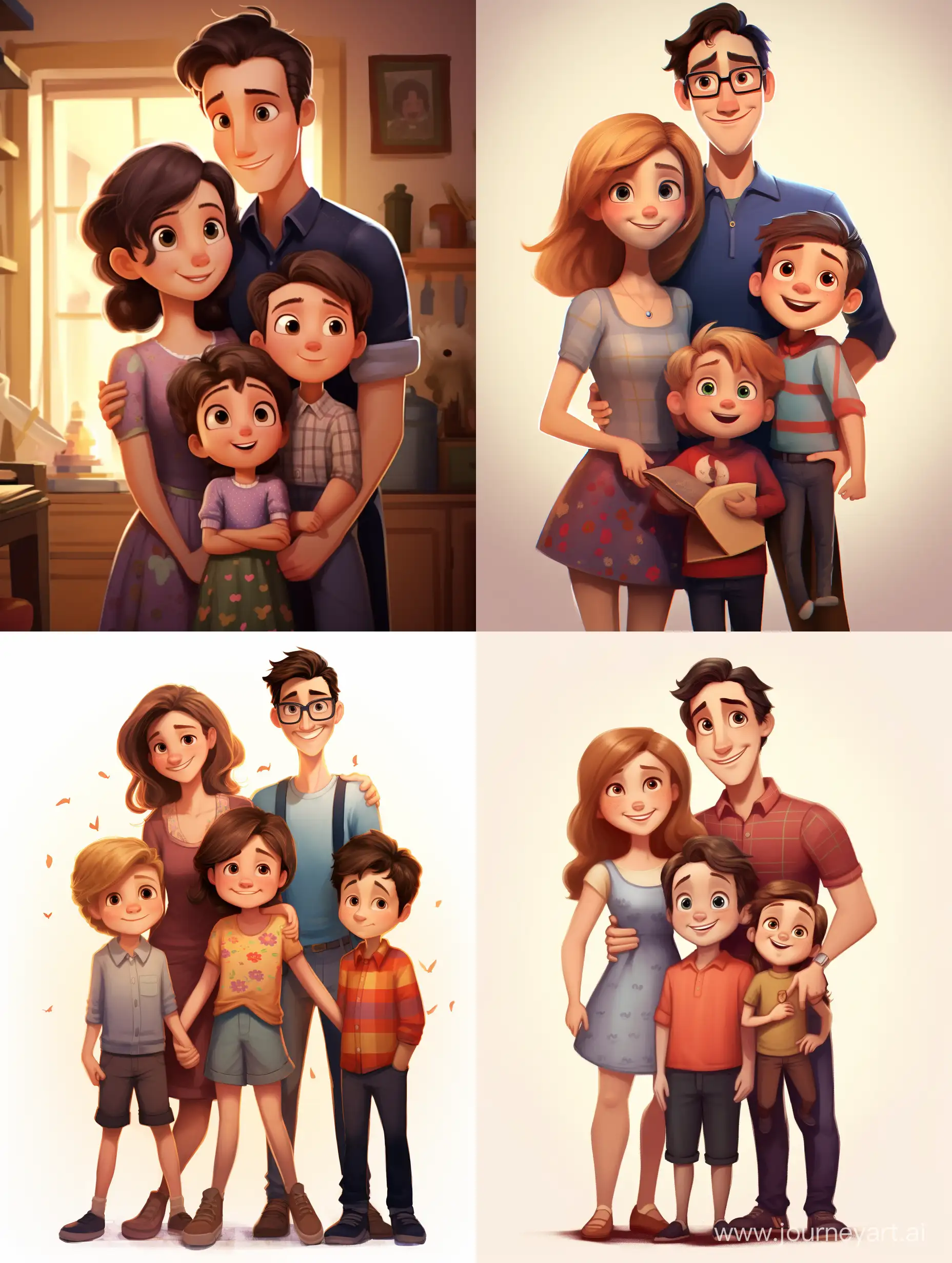 Liz-and-Phils-PixarStyle-Family-Portrait-with-Daughter-and-Three-Sons