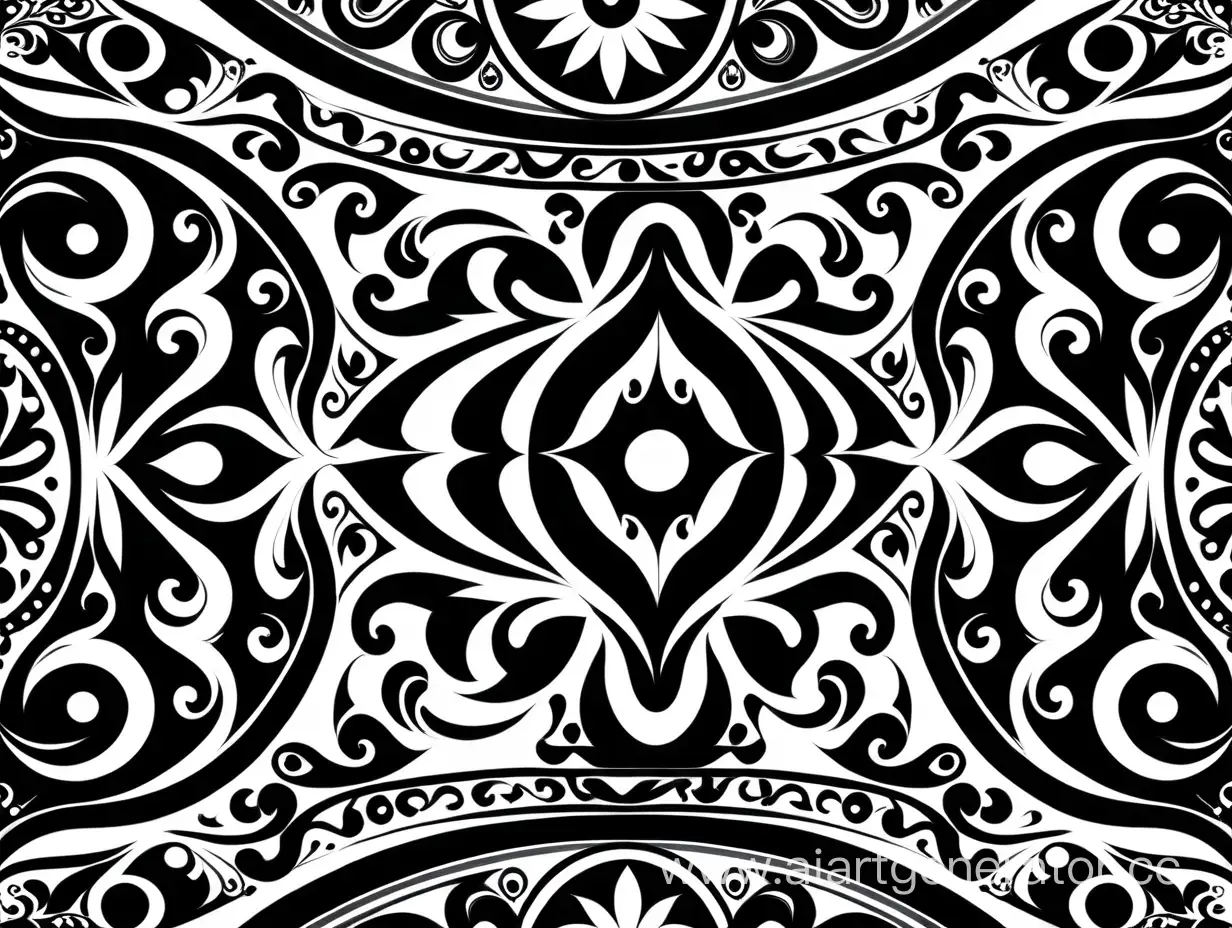 Uzbek-Pattern-Black-and-White-DJ-Spinning