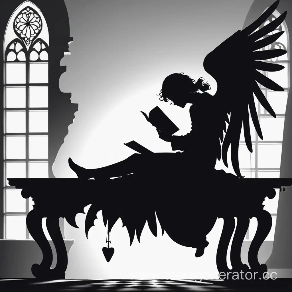 Mysterious-Fallen-Angel-Silhouette-Reading-a-Book