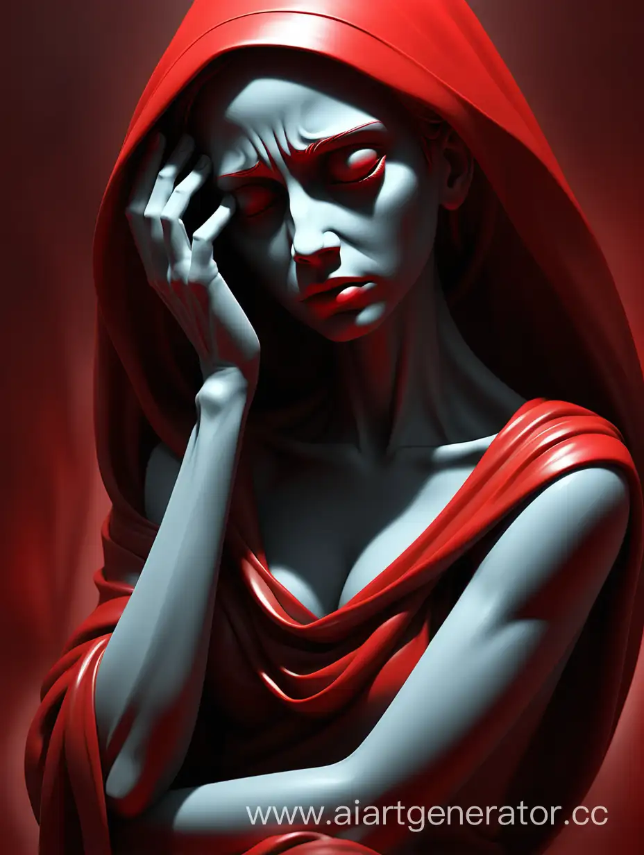 Expressive-Red-Portrait-Symbolizing-the-Loneliness-of-the-Soul