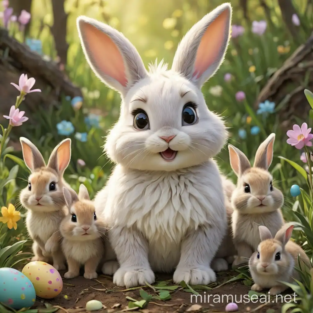 easter bunny cute with little bunnies